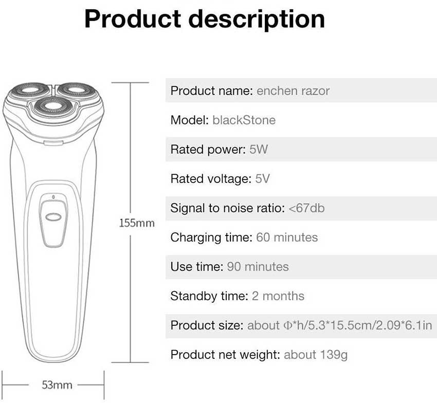 Xiaomi Enchen BlackStone 3D Electric Shaver Rechargeable Razor